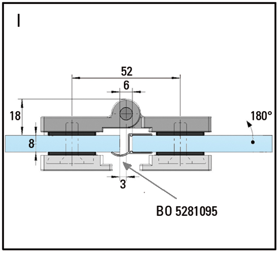 Петля Madrid стекло/стекло 180° внутрь или наружу, шлифованная нержавеющая сталь ВB 5215432S — изображение 7