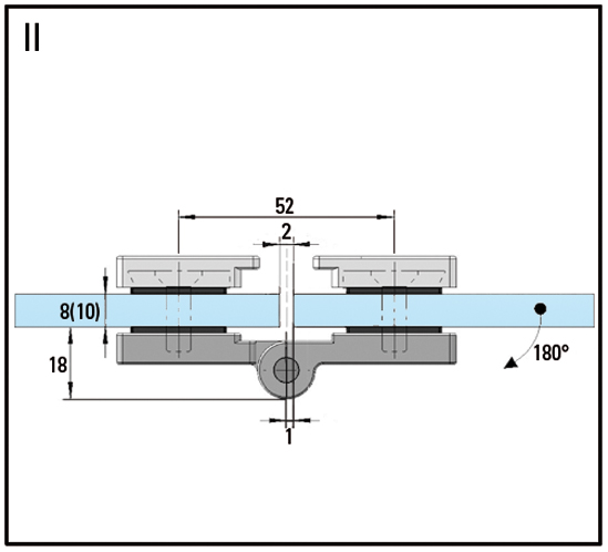 Петля Madrid стекло/стекло 180° внутрь или наружу, шлифованная нержавеющая сталь ВB 5215432S — изображение 8