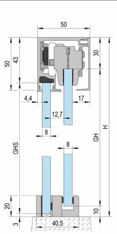 MasterTrack ST одностворчатая раздвижная система, 2000 мм, анодированный алюминий BO 5742041 — изображение 3